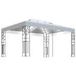 Gazebo con Tetto Doppio e Stringa di Luci LED 3x4 m Bianco