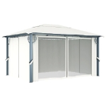 Gazebo con Tenda 400 x 300 cm Crema Alluminio