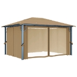 Gazebo con Tenda 400x300 cm Grigio Talpa in Alluminio