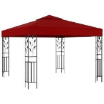 Gazebo con Stringa di Luci LED 3x3 m Rosso Vino