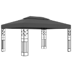 Gazebo con Tetto Doppio e Luci LED 3x4 m Antracite