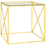 Tavolino da Salotto Oro 55x55x55 cm in Acciaio Inox e Vetro