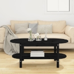 Tavolino da Salotto Nero 110x55x45 cm Legno Massello di Pino