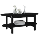 Tavolino da Salotto Nero 110x55x45 cm Legno Massello di Pino