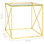 Tavolino da Salotto Oro 55x55x55 cm in Acciaio Inox e Vetro