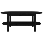 Tavolino da Salotto Nero 110x55x45 cm Legno Massello di Pino