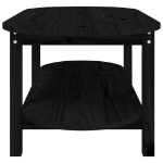 Tavolino da Salotto Nero 110x55x45 cm Legno Massello di Pino