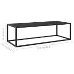 Tavolino da Salotto Nero con Vetro Nero 120x50x35 cm