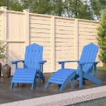 Sedie Giardino Adirondack 2 pz con Poggiapiedi HDPE Blu Acqua