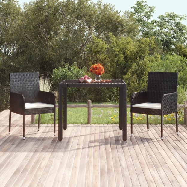 Sedie da Giardino con Cuscini 2 pz in Polyrattan Nere