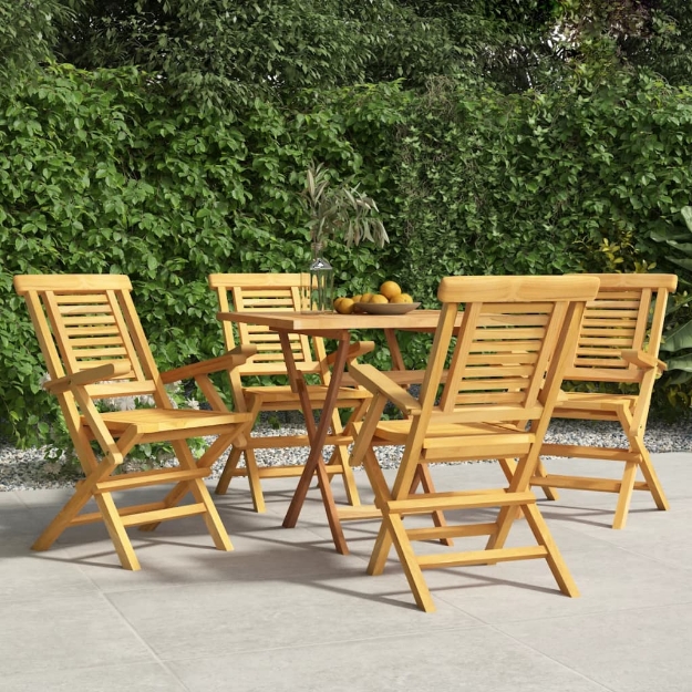 Sedie da Giardino Pieghevoli 4pz 56x63x90cm Legno Massello Teak