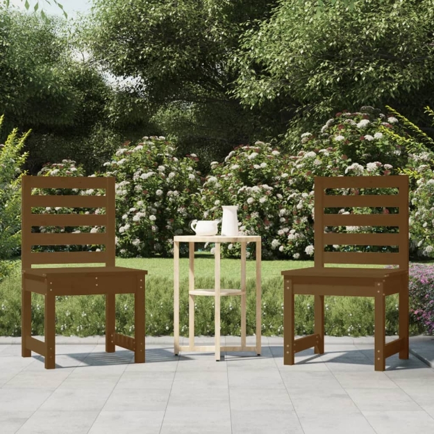 Sedie da Giardino 2pz Miele 40,5x48x91,5cm Legno Massello Pino