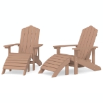 Sedie da Giardino Adirondack 2 pz con Poggiapiedi HDPE Marrone