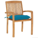 Sedie da Giardino 2 pz con Cuscini Azzurro in Teak Massello