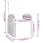 Sedia da Giardino Reclinabile con Cuscino in Polyrattan Grigio