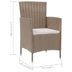 Sedie da Giardino con Cuscini 2 pz in Polyrattan Beige