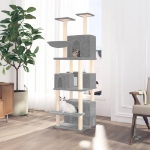 Albero per Gatti con Tiragraffi in Sisal Grigio Chiaro 180 cm