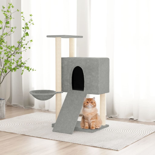 Albero per Gatti con Tiragraffi in Sisal Grigio Chiaro 96 cm