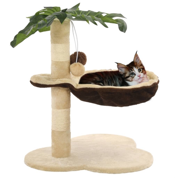 Albero per Gatti con Tiragraffi in Sisal 50cm Beige e Marrone