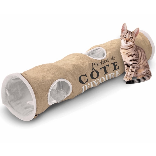 D&D Tunnel per Gatti Cote d'Ivoire 25x120 cm Marrone Bianco 434/436448