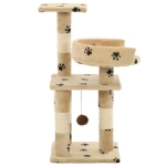 Albero per Gatti Tiragraffi in Sisal 65 cm Zampe Stampate Beige