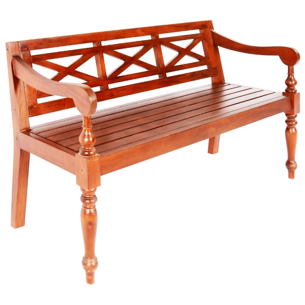 Panchina Batavia 136 cm Legno Massello di Mogano Marrone Scuro