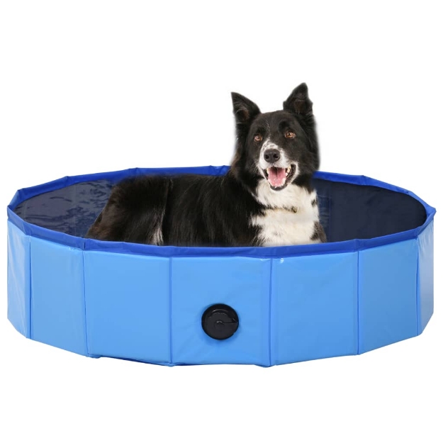 Piscina per Cani Pieghevole Blu 80x20 cm in PVC