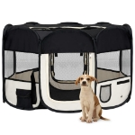 Box per Cani Pieghevole con Borsa Trasporto Nero 125x125x61 cm