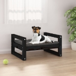 Cuccia per Cani Nera 55,5x45,5x28cm in Legno Massello di Pino