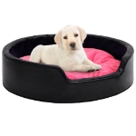 Lettino per Cani Nero e Rosa 79x70x19 cm Peluche e Similpelle