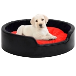 Lettino per Cani Nero e Rosso 99x89x21 cm Peluche e Similpelle