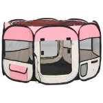 Box per Cani Pieghevole con Borsa Trasporto Rosa 110x110x58 cm