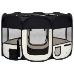 Box per Cani Pieghevole con Borsa Trasporto Nero 125x125x61 cm