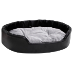 Lettino per Cani Nero e Grigio 90x79x20 cm Peluche e Similpelle