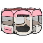 Box per Cani Pieghevole con Borsa Trasporto Rosa 110x110x58 cm