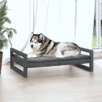 Cuccia per Cani Grigia 105,5x75,5x28 cm Legno Massello di Pino