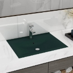 Lavabo con Foro Rubinetto Verde Scuro Opaco 60x46cm in Ceramica