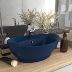 Lavabo con Troppopieno Ovale Blu Scuro Opaco 58,5x39cm Ceramica