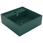 Lavabo Troppopieno Quadrato Verde Scuro Opaco 41x41cm Ceramica