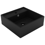 Lavabo Troppopieno Quadrato Nero Opaco 41x41cm Ceramica