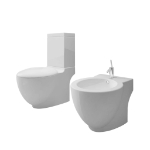 Set Toilette e Bidè in Ceramica Bianca