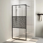 Parete per Doccia Walk-in Vetro Trasparente ESG 115x195cm Nera