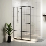 Parete per Doccia Walk-in Vetro Trasparente ESG 90x195 cm Nera