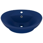 Lavabo con Troppopieno Ovale Blu Scuro Opaco 58,5x39cm Ceramica