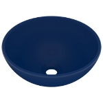 Lavandino Lusso Rotondo Blu Scuro Opaco 32,5x14 cm in Ceramica