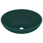 Lavandino Lusso Ovale Verde Scuro Opaco 40x33 cm in Ceramica