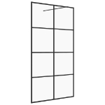 Parete per Doccia Walk-in Vetro Trasparente ESG 115x195cm Nera