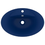 Lavabo con Troppopieno Ovale Blu Scuro Opaco 58,5x39cm Ceramica