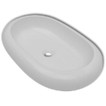 Lavello Bagno con Miscelatore in Ceramica Ovale Bianco