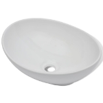 Lavello Bagno con Miscelatore in Ceramica Ovale Bianco